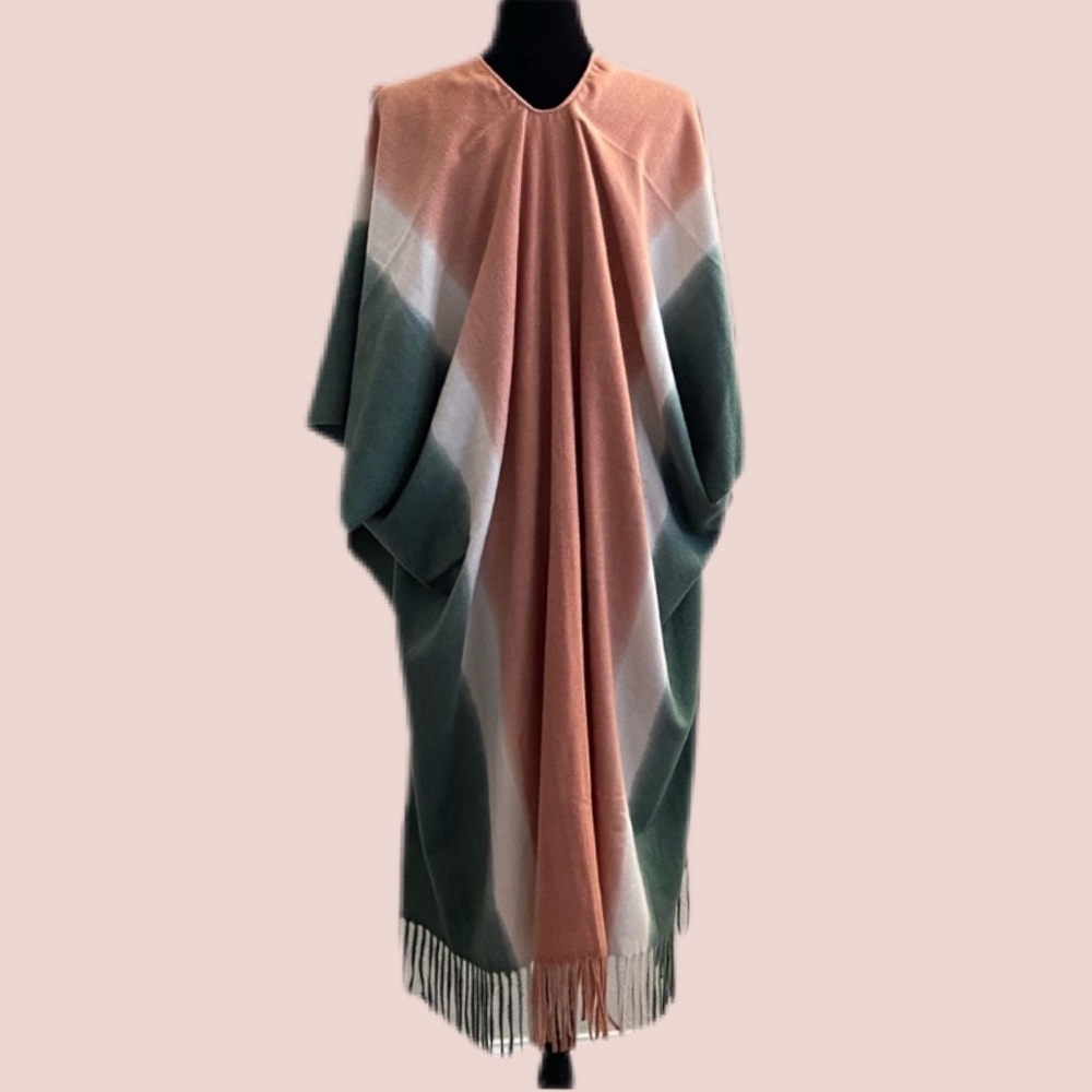 ℋ𝒫💐Fringed Boho Dyed Boho Poncho Cardigan - Picture 11 of 13